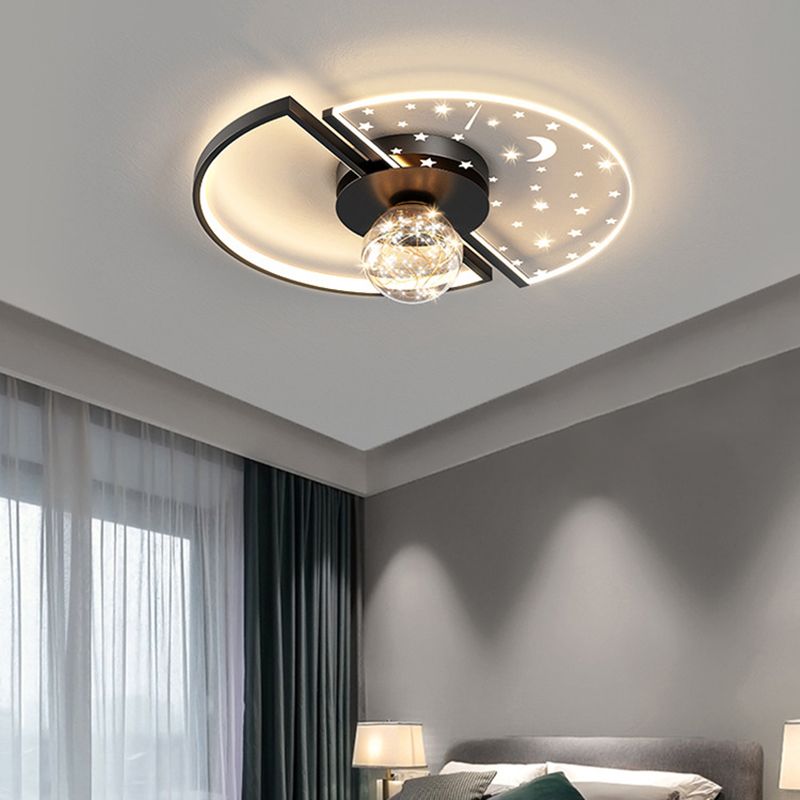 Metal Round Shape Flush Ceiling Light Modern Style 3 Lights Flush Ceiling Light Fixtures