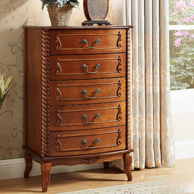 Mid-Century Modern Rectangle Chest/Cabinet with Drawers in Rubberwood
