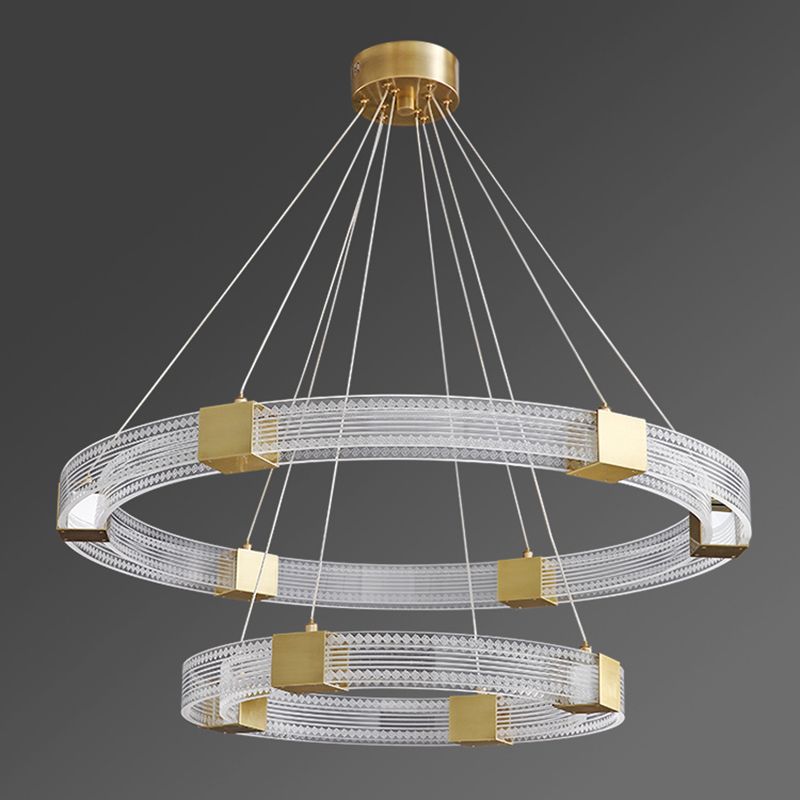 Simple Led Chandelier Light Fixtures Ring Shape Hanging Chandelier with Acrylic Shade
