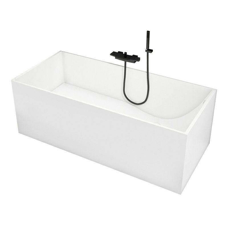 Stone Soaking Rectangular Bathtub Antique Finish Back to Wall Bath Tub