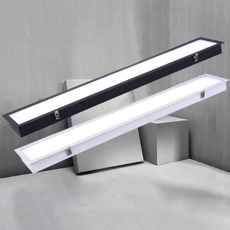 Plafonnier LED de forme rectangulaire en aluminium moderne, 1 lumière, montage encastré pour allée