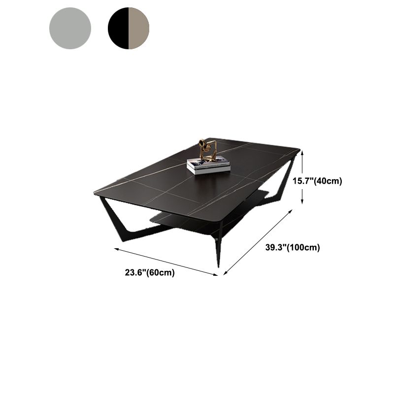 Glam Cross Legs Coffee Table Slate Rectangular Cocktail Table for Living Room