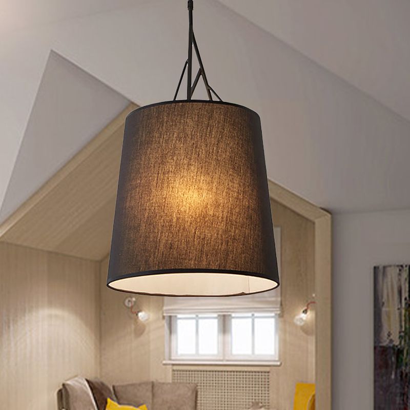 Tapered Suspension Pendant Modern Fabric LED Black/White Hanging Pendant Lamp for Living Room