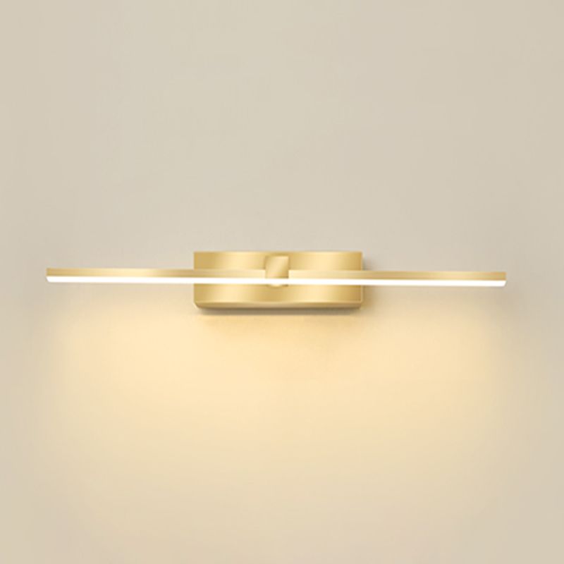 Strip Minimalist Mirror Light Nordic Style LED Wall Sconce in Gold for Bathroom