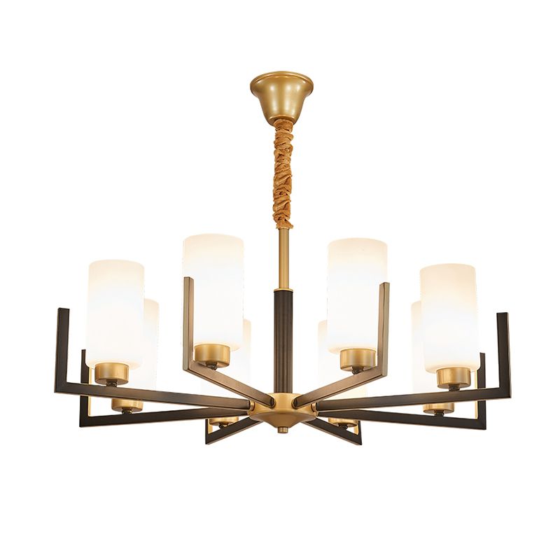 Modern Cylinder Chandelier Glass Multi Light Hanging Light for Bedroom