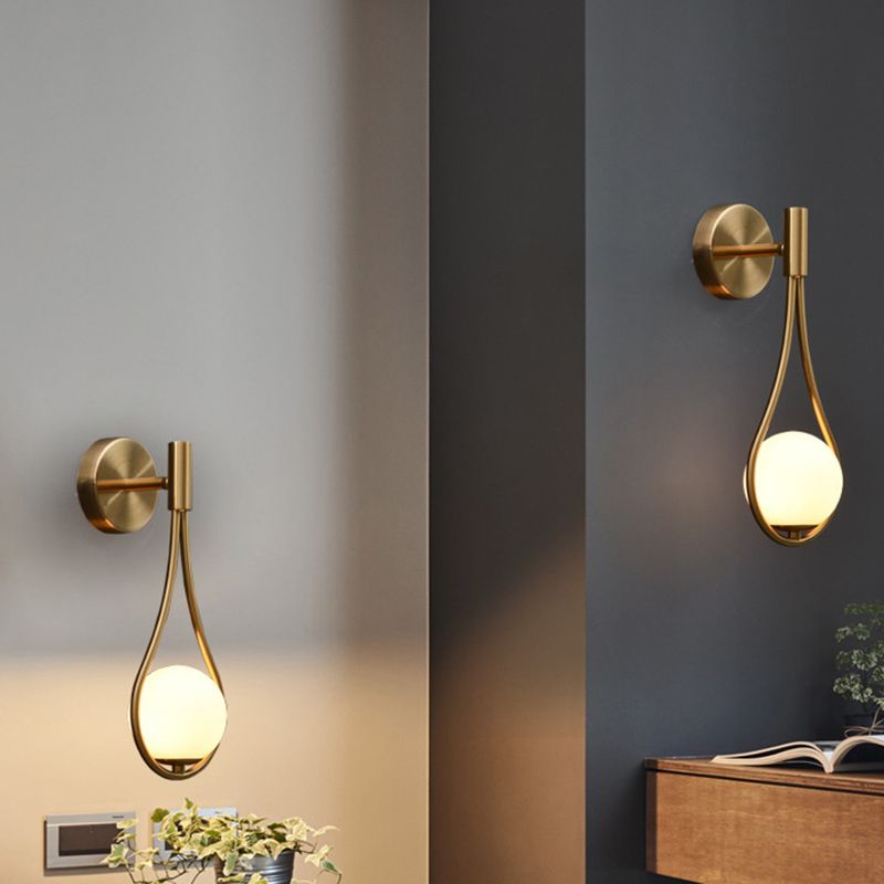 Modern Style Teardrop Sconce Light Fixture Glass Bedroom Wall Mounted Light Fixture