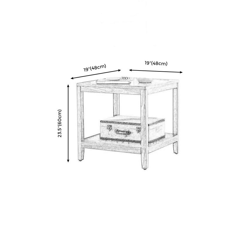 Tradional Wood End Table Double Tier Sofa Side Table for Living Room