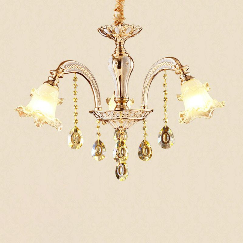 Chandelier de plafond en verre givré de la lumière à volants à volants pour le salon