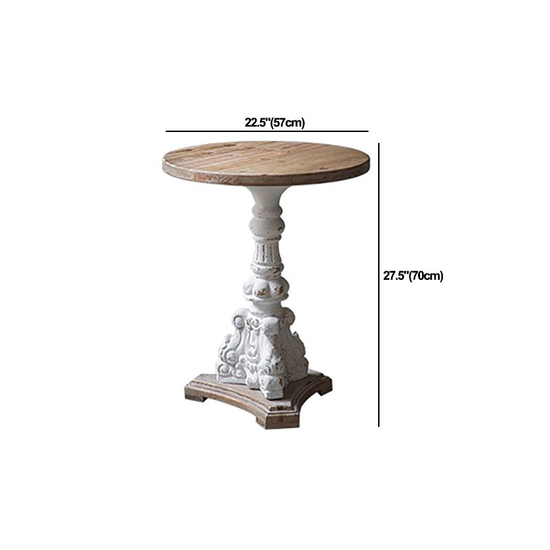 Rustic Style Side End Table Pedestal Distressed Round Sofa Side Accent Table