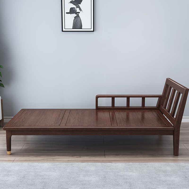Traditional Living Room Linen Chaise Upholstered Chaise Lounge with Wooden Base