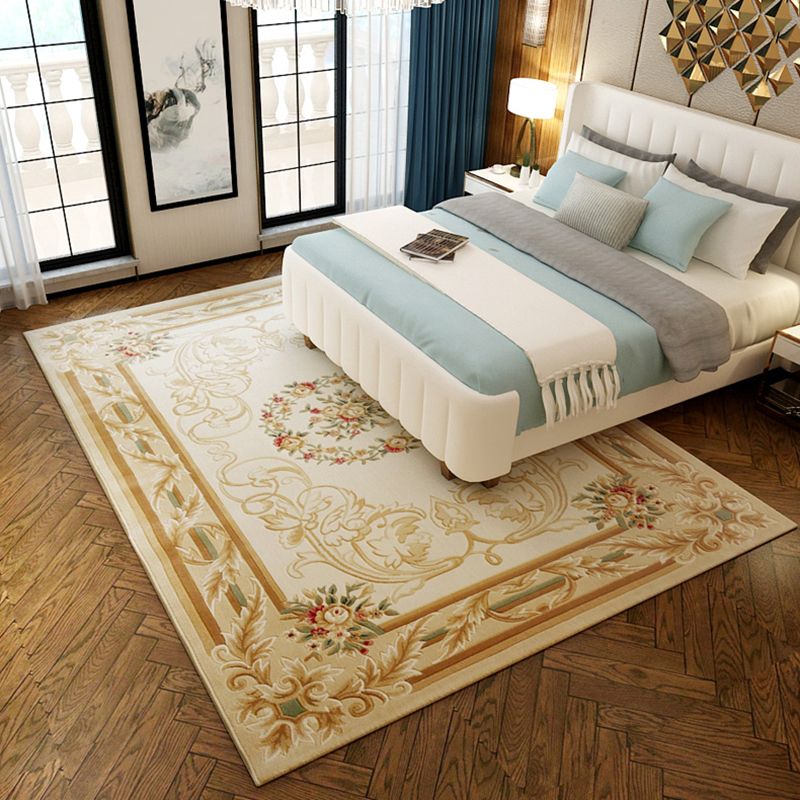 Blau antiker Druckteppich traditioneller Polyester-Fläche Teppich Anti-Rutsch-Waschbar Teppich