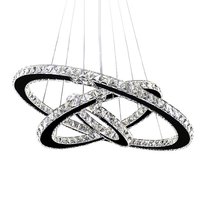 Contemporary Interlace Rings Chandelier Pendant Light Stainless Steel Hanging Light Fixtures for Bedroom