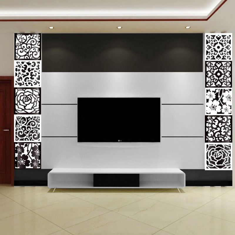 Black-White Scroll Flower Wallpapers Peel and Stick Wall Covering for Kitchen (10 Pieces)