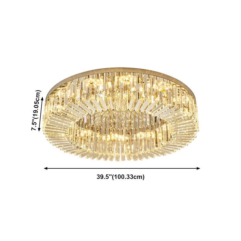 Round Modern Ceiling Mounted Lights LED Crystal Ceiling Mount Lighting for Living Room