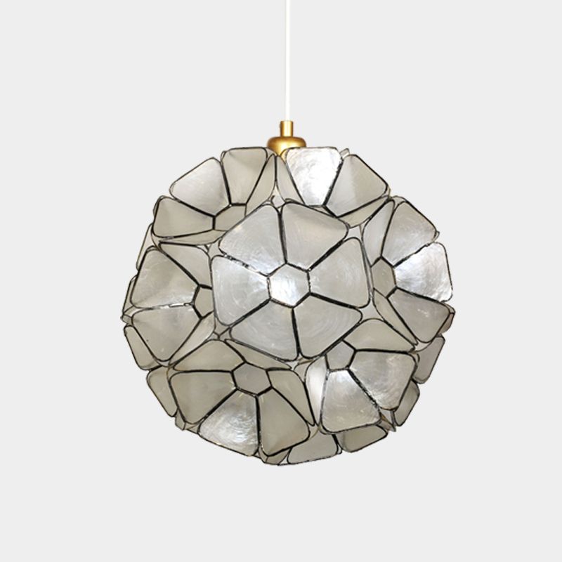 Black Blossom Pendant Light Fixture Modernist 1 Head Shell Hanging Ceiling Lamp with Splicing Design