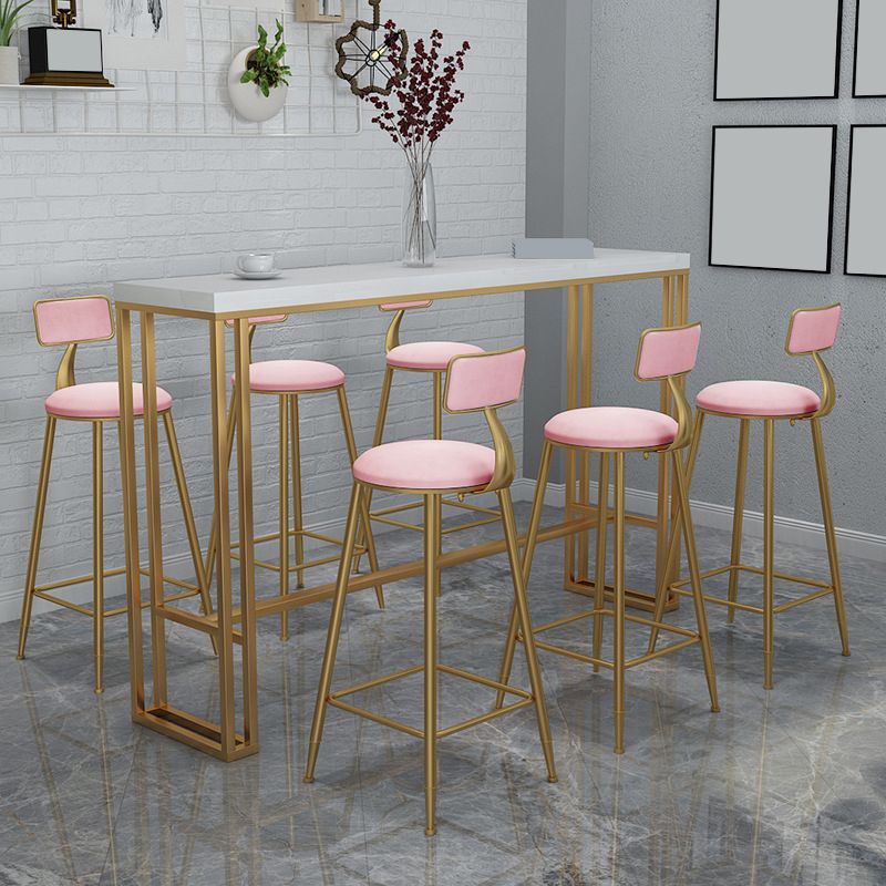 Contemporary Backrest Bar Stools Metal Barstool with Gold Footrest