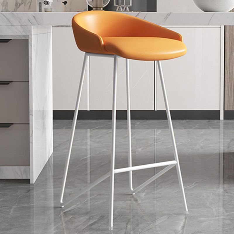 Modern Backrest Armless Counter Stool Iron Bar Stool with Leather Cushion