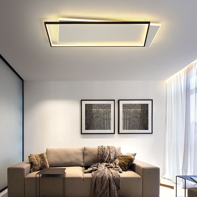 Geometrical Acrylic Flush Mount Ceiling Light Simplicity LED Black-White Flush Mount Light