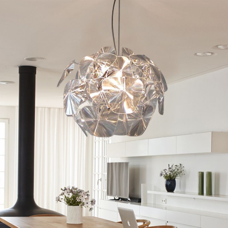 Clear Blossom Ceiling Suspension Light Modernist 1 Head Acrylic Panel Hanging Pendant