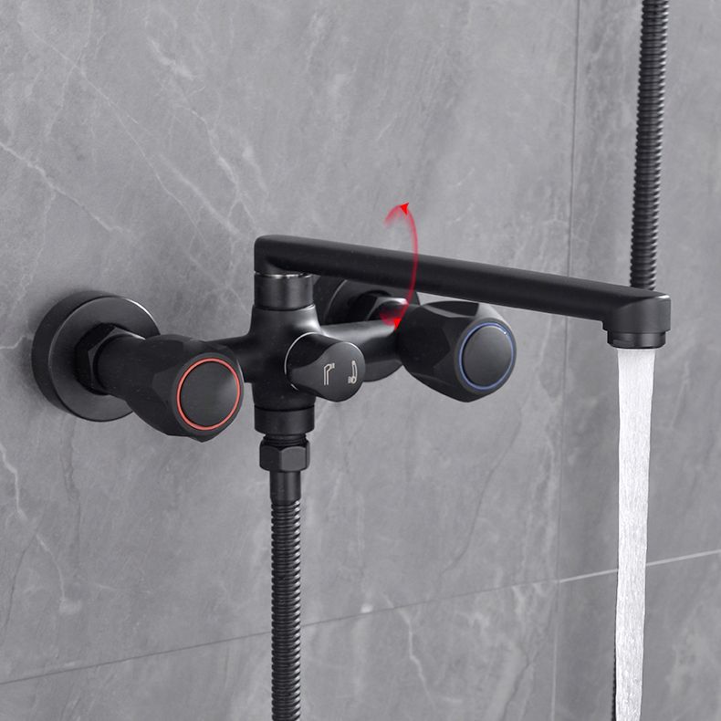 Modern Tub Faucet Trim Black Wall Mounted Swivel Spout with Handheld Shower