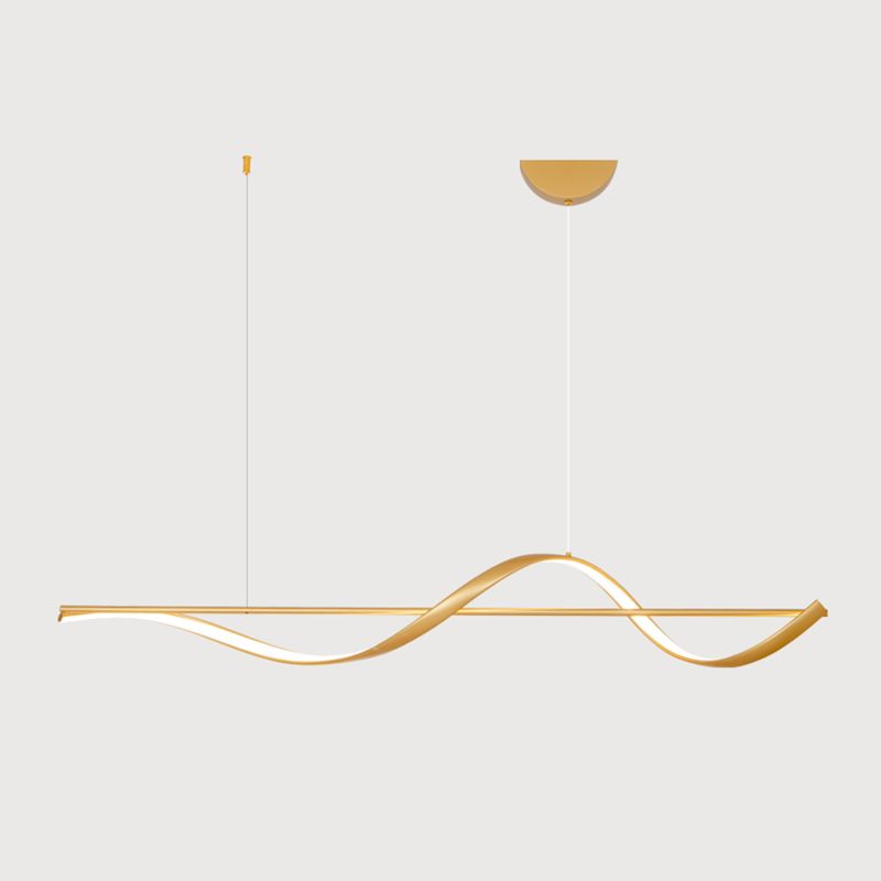 Modern LED Metal Pendant Light Linear Shape Island Light with Silicone Shade for Bedroom