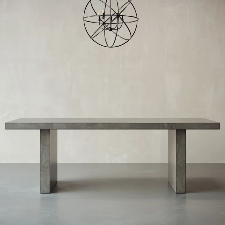 Rectangular Dining Table Grey Solid Wood Table Top for Dining Room