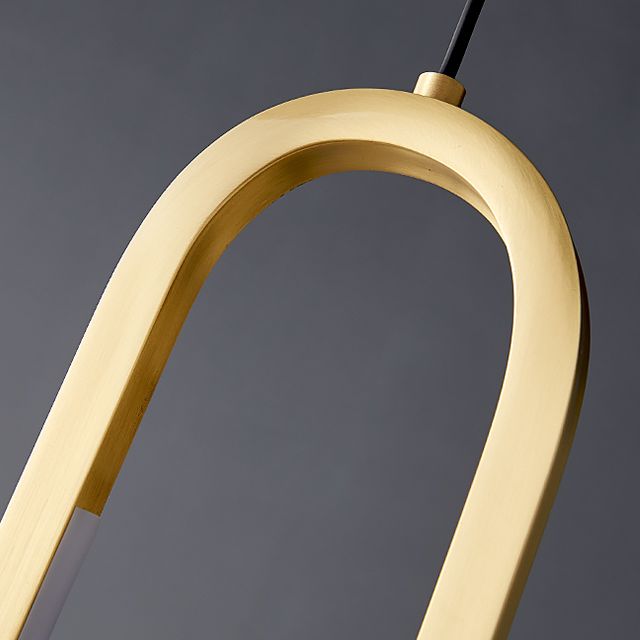 Luz de colgante LED lineal curvado de latón techo de metal Cuelga de colgantes para sala de estar