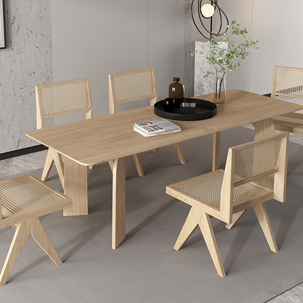 Modern 1/2/6/7 Pieces Dining Set Solid Wood Dining Table with Wooden Chairs