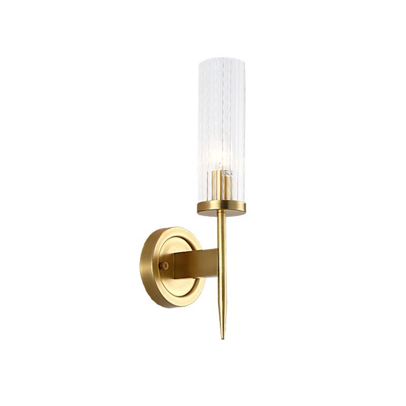 Cilinder SCONCE LICHTING POST Modern helder prismatisch glas 1 hoofd hoek muurmontage lamp in goud
