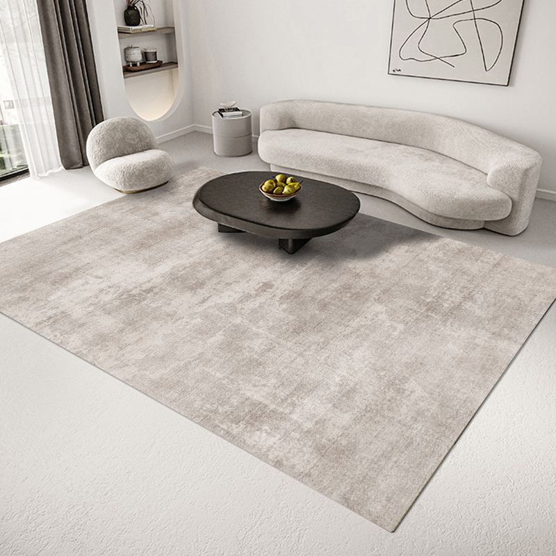Grey Tone Geometric Lines Rug Polyester Relaxing Anti-Slip Backing Indoor Rug for Living Room