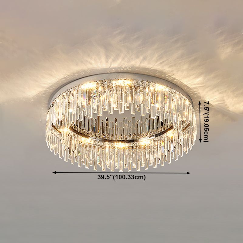 Plafonnier LED rond de luxe moderne en acier inoxydable, montage encastré pour salon