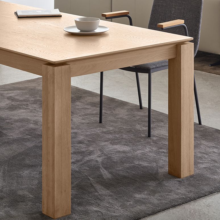 Solid Wood Contemporary Rectangular Table Wood Top Indoor Table with 4 Legs