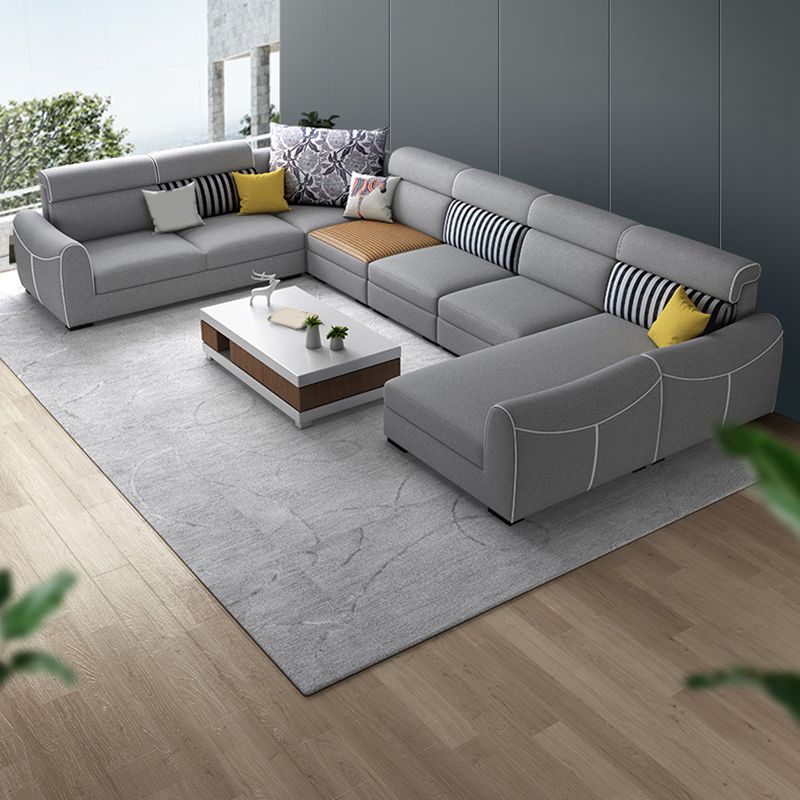 Contemporary Sewn Pillow Back Sofa & Chaise Square Tufted Sofa
