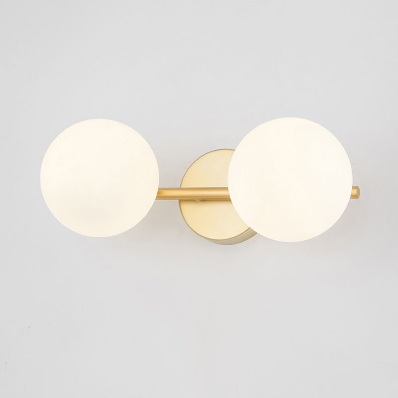 Modern Metal Wall Sconce Ball Shape Wall Light with Glass Shade for Bedroom in Gold