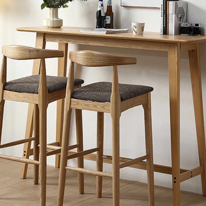 Glam Rectangle Bar Table Set 1/2/3 Pcs Oak Solid Wood Bar Table and Stools in Natural