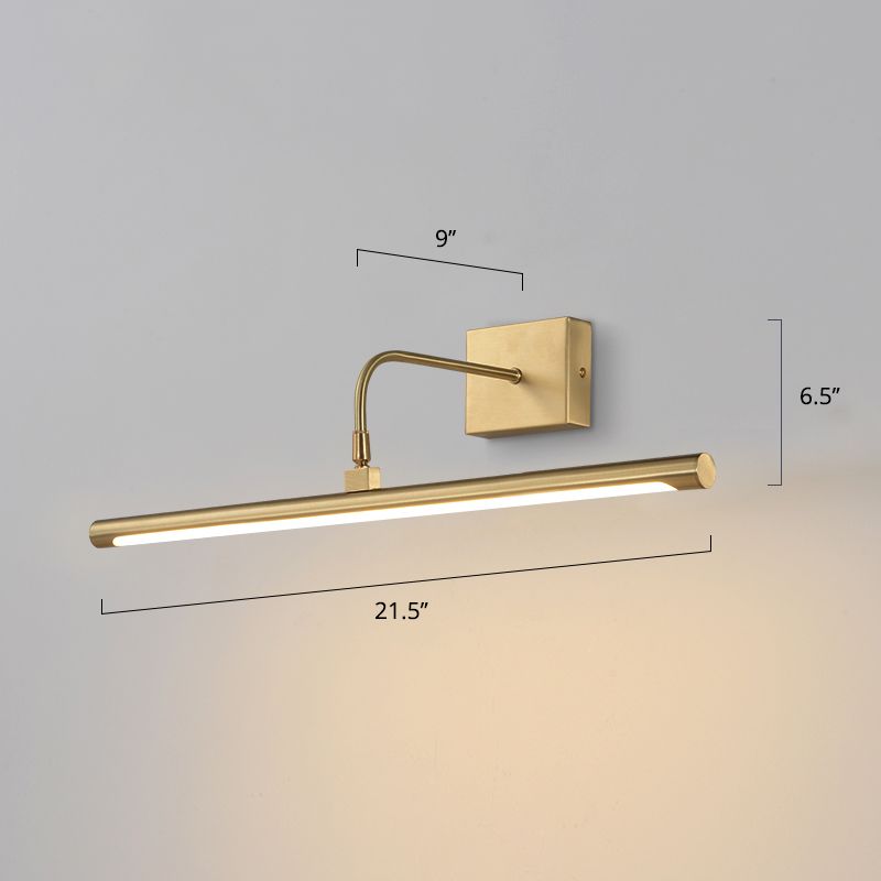 Sconce da parete tubolare in acrilico, lampada da specchio minimalista a LED per bagno con snodo girevole in ottone