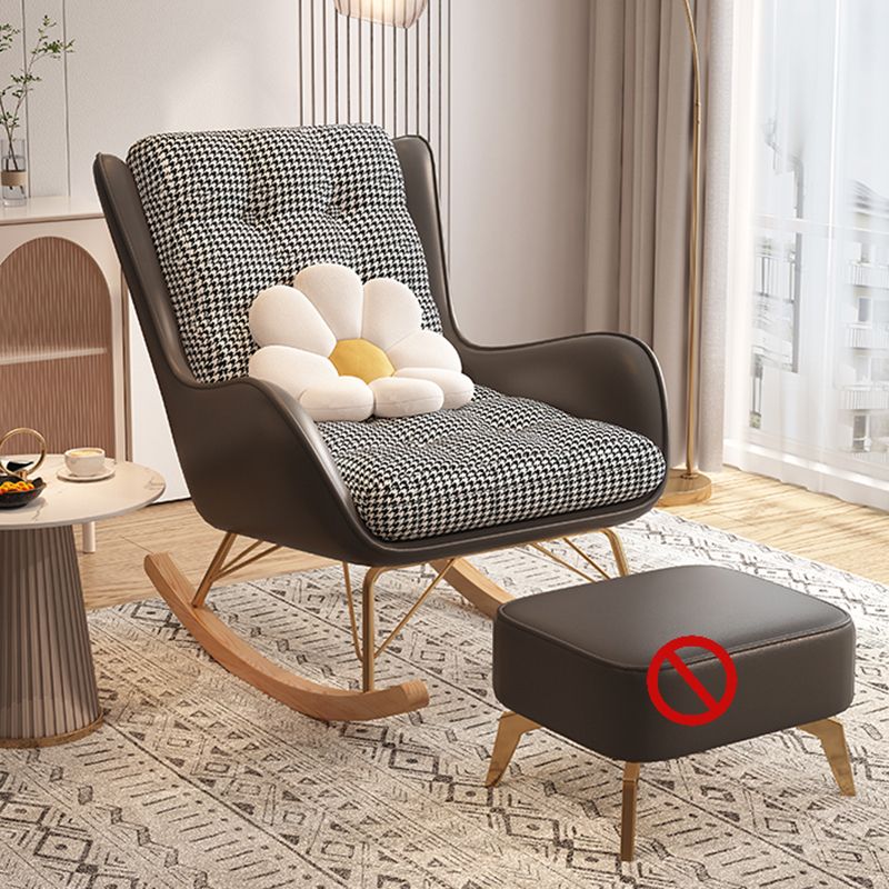 Contemporary Upholstered Rocker Chair Metal Frame Dirt Resistant Wingback Rocker Chair