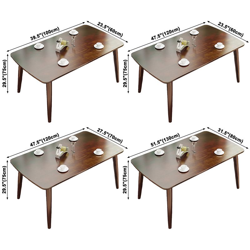 Rectangle 4 jambes Table à manger moderne Table brun Table fixe avec bois massif