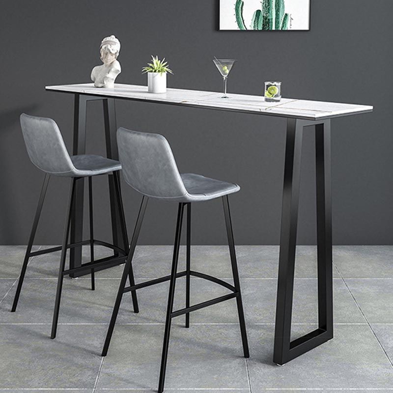 Black and Metal Base Table Rectangle Industrial Sintered Stone Bar Table