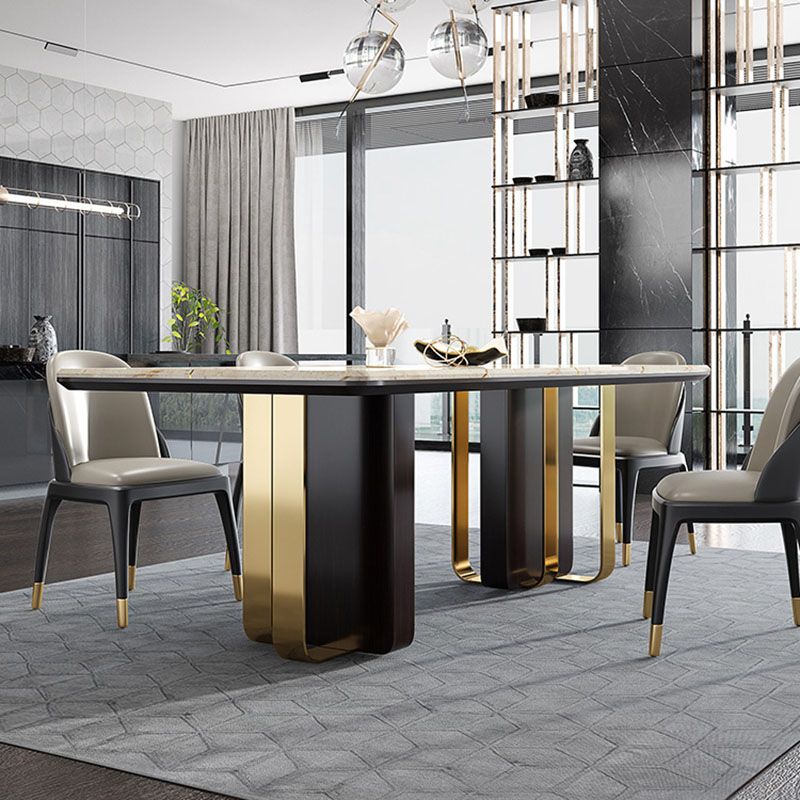Faux Marble Dining Table Rectangle Dinner Table for Dining Room
