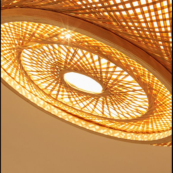 Bambuswebe runde hängende Lampe Chinesische Holzhängeberslicht für Schlafzimmer
