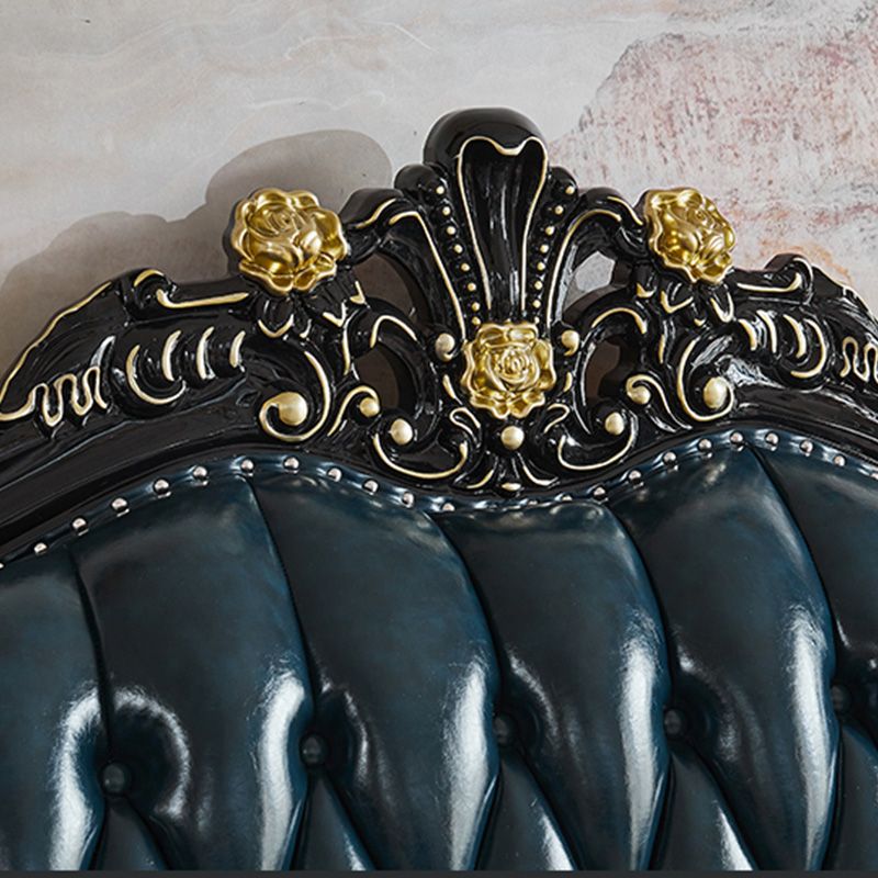 Traditional Leather Sofa Tufted Split-Back Seating Flared Arm