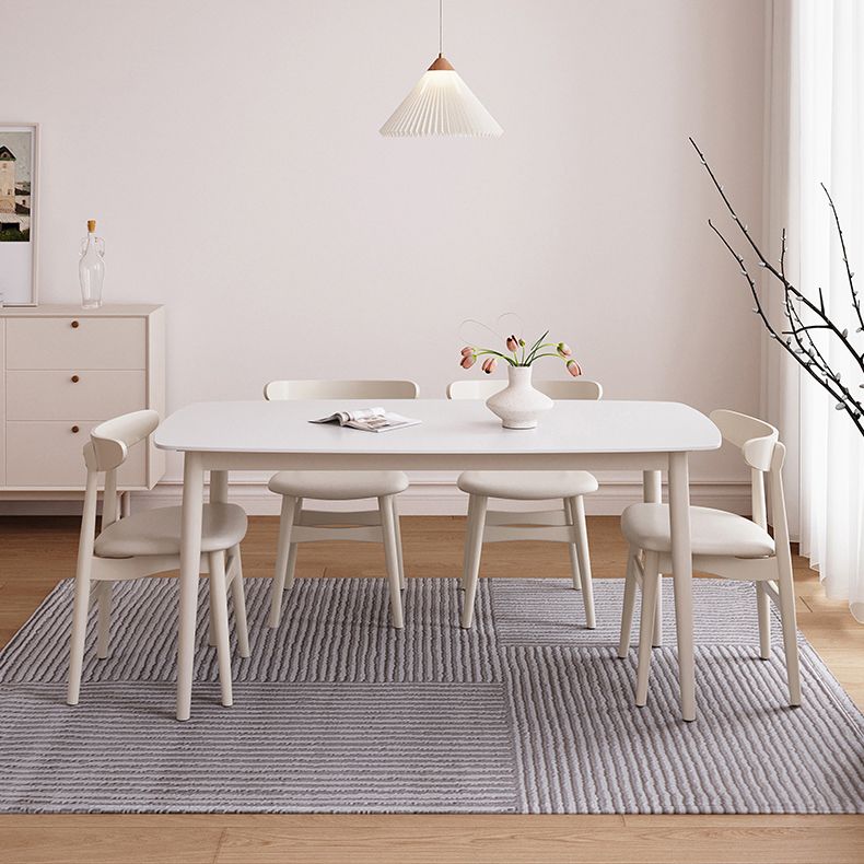 Modern Style 1/4/5/7 Pieces Dining Room Table Rectangle Stone Furniture in White
