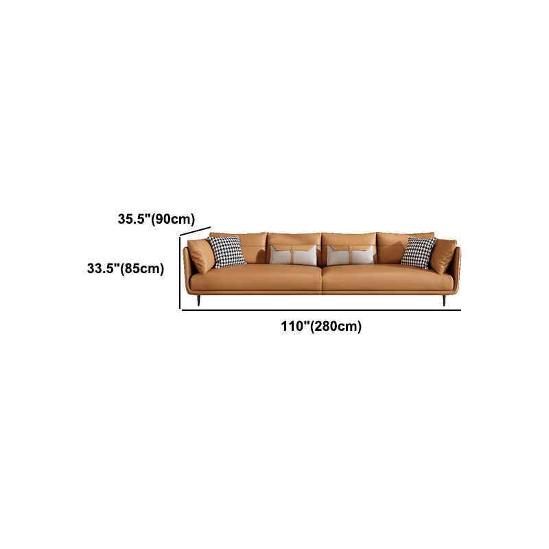 Modern Style with Back Armrest and Pillow Back with Foam Seat Filling Orange Sofa