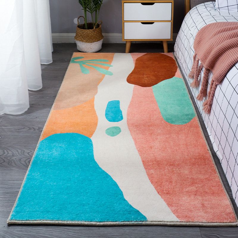 Tapis à tendance rose décor de la maison silhouette imprimé tapis résistante à la tache pour le salon