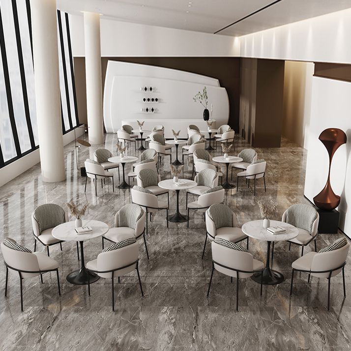 Round Shape Minimalist Dining Table White Fixed Table of Sintered Stone