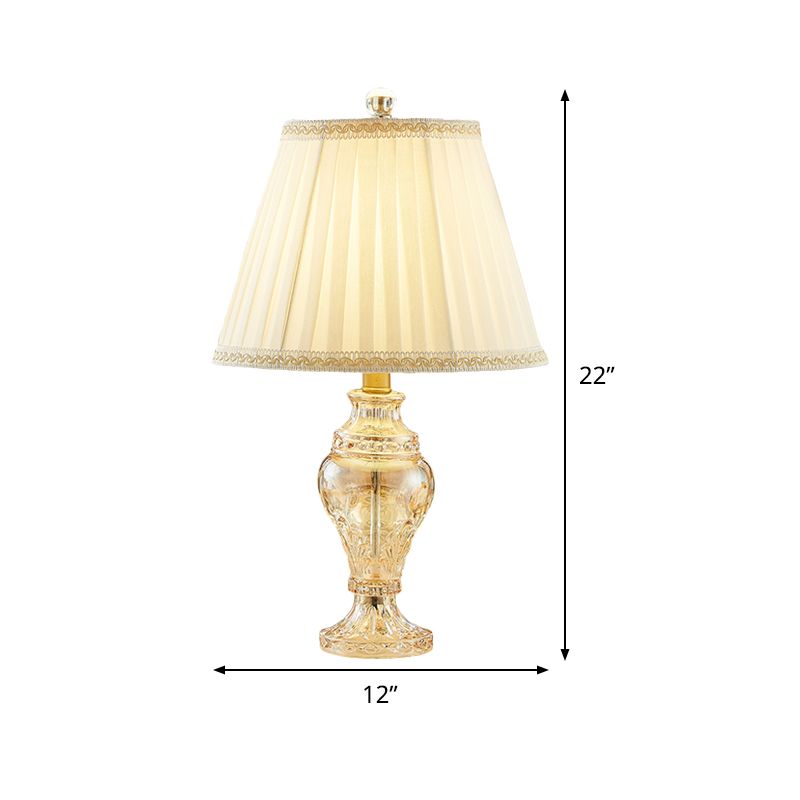 1 Bulb Jar Shape Task Lighting Modernism Hand-Cut Crystal Nightstand Lamp in White