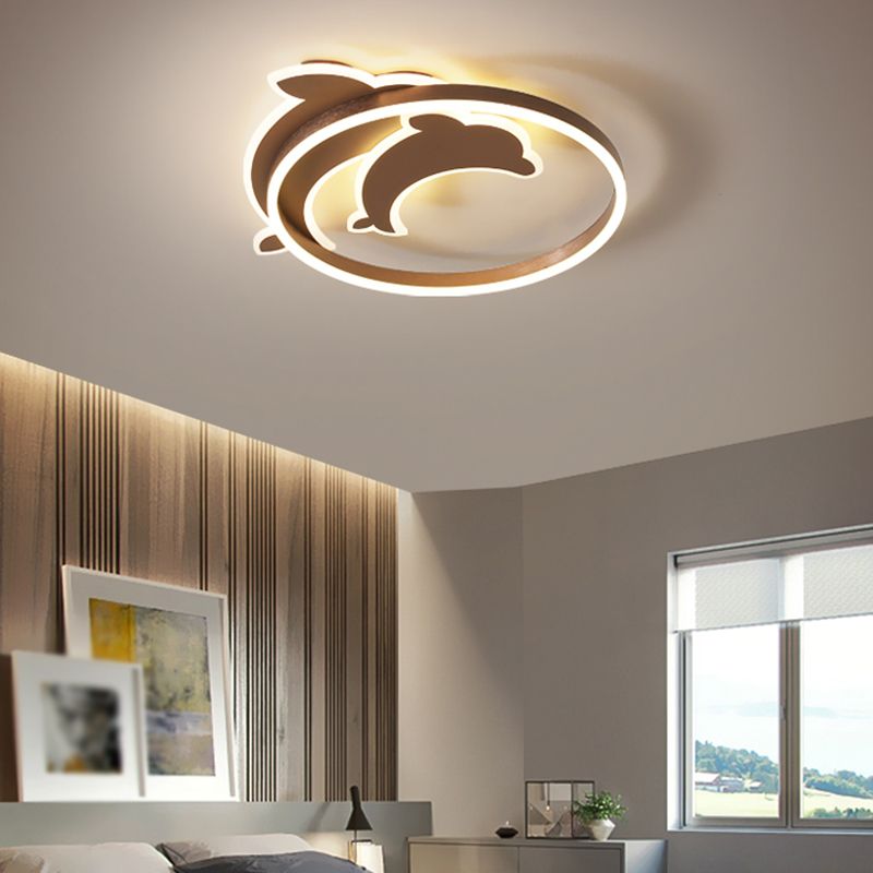 Modern Style Dolphin Shape Ceiling Fixtures Metal 3 Light Flush Ceiling Light Fixtures