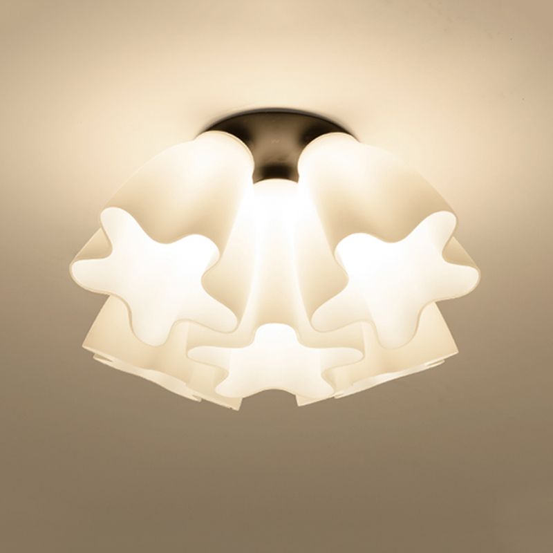 Glass Black Ceiling Flush Mount Light Floral Minimalist Ceiling Mounted Fixture