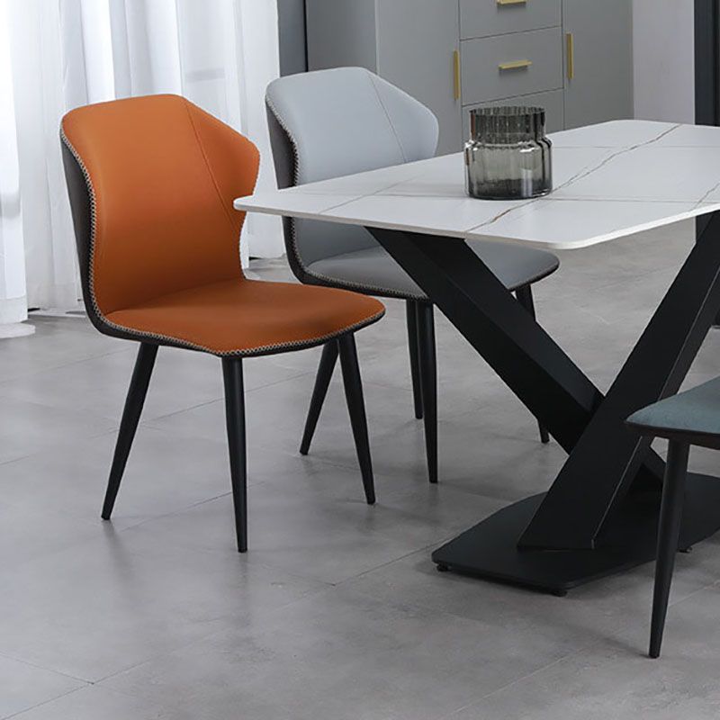 Industrial Style Faux Leather Chairs Wingback Parsons Chair for Home